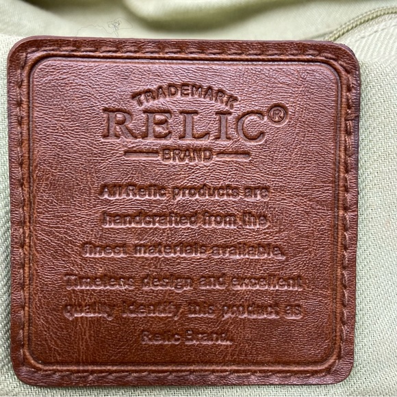 Relic By Fossil Tan Burlap Brown Leather Shoulder Bag Purse Canvas Handbag Tote - Picture 11 of 15